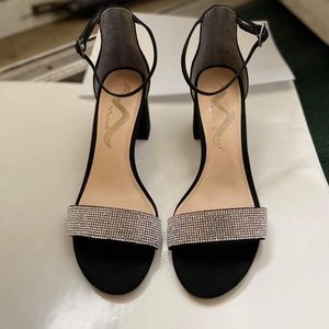 7.5 Nina rhinestone strap sandals (1.5" heels)